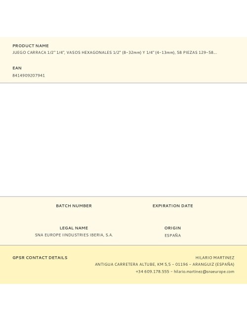 Juego carraca ½ y ¼ pulg, vasos hexagonales ½ (8-32mm) y ¼ (4-13mm), 58 piezas 129-58-4