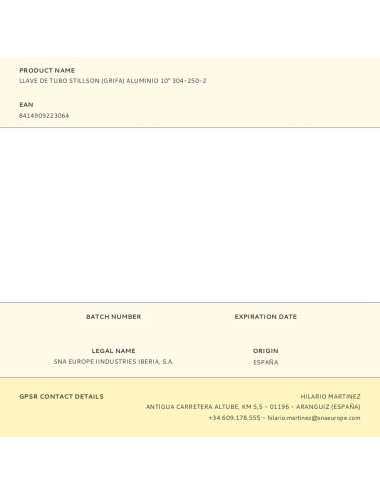 Llave de tubo stillson (grifa) aluminio 10" 304-250-2