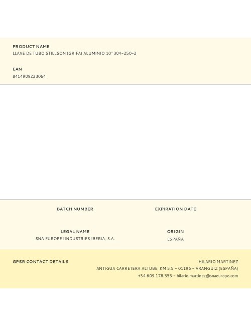 Llave de tubo stillson (grifa) aluminio 10" 304-250-2