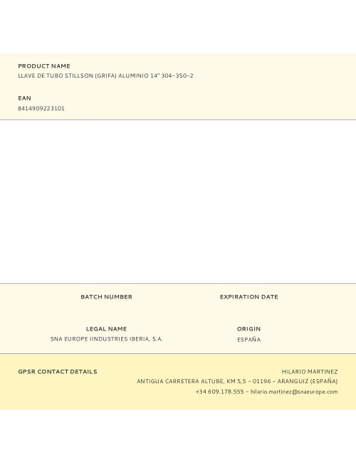 Llave de tubo stillson (grifa) aluminio 14" 304-350-2