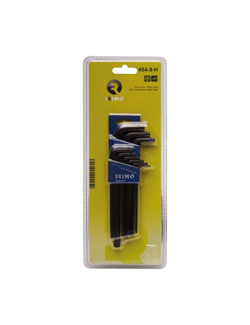 Llaves acodadas pavonadas torx® inviolables t10 - t50 454 - 9 - h, juego de 9 piezas