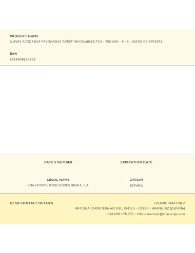 Llaves acodadas pavonadas torx® inviolables t10 - t50 454 - 9 - h, juego de 9 piezas