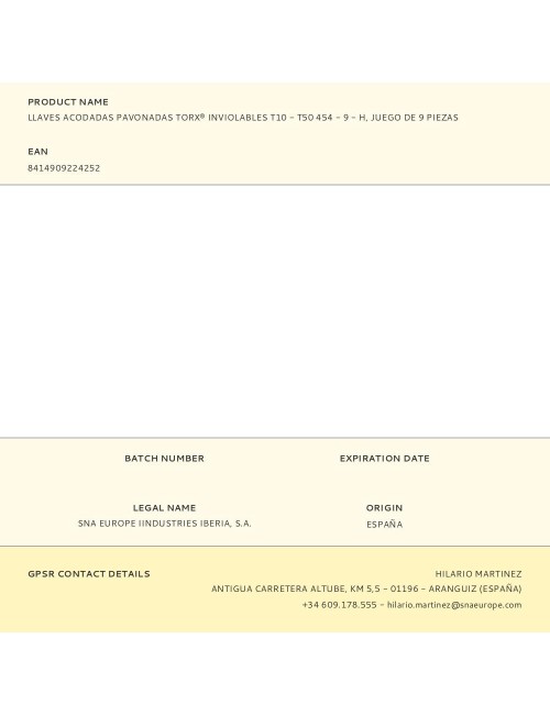 Llaves acodadas pavonadas torx® inviolables t10 - t50 454 - 9 - h, juego de 9 piezas