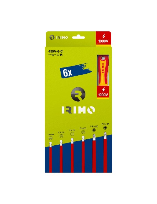 Destornilladores 1000v 4 planos, 2 ph, caja cartón, 6 piezas