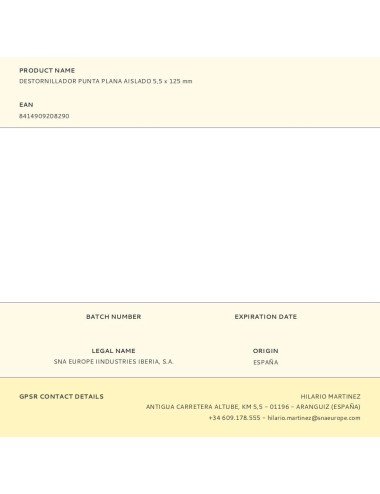 Destornillador punta plana aislado 5,5 x 125 mm