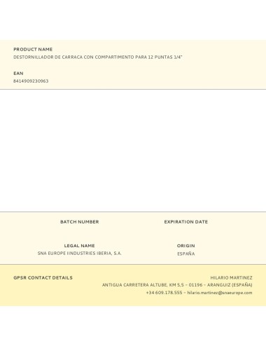 Destornillador de carraca con compartimento para 12 puntas 1/4"