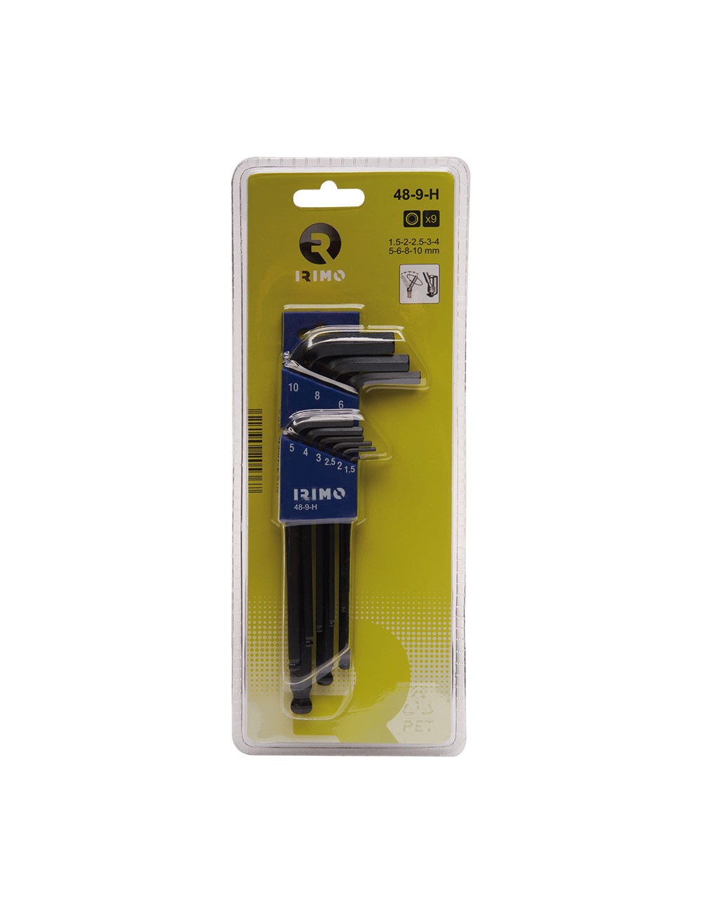 Llaves pavonadas hexagonales largas con bola 1,5 - 10 mm 48 - 9 - h, juego de 9 piezas