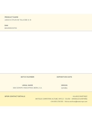 Juego 6 útiles de talla 806-6-b