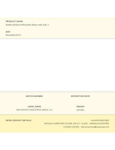 Barra desencofradora 500mm wb-500-2