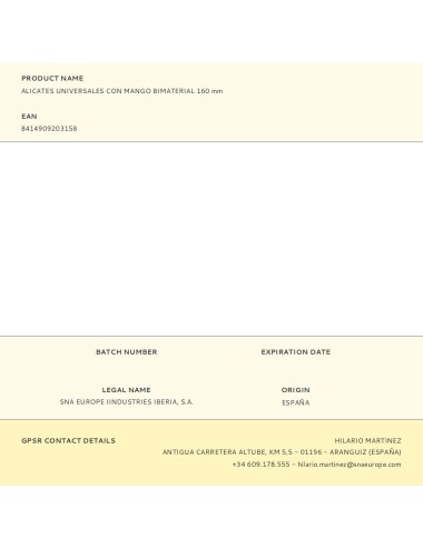 Alicates universales con mango bimaterial 160 mm