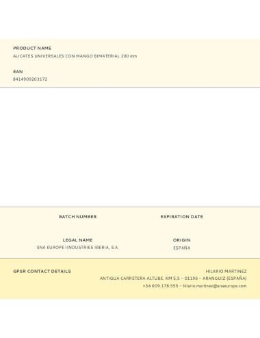 Alicates universales con mango bimaterial 200 mm