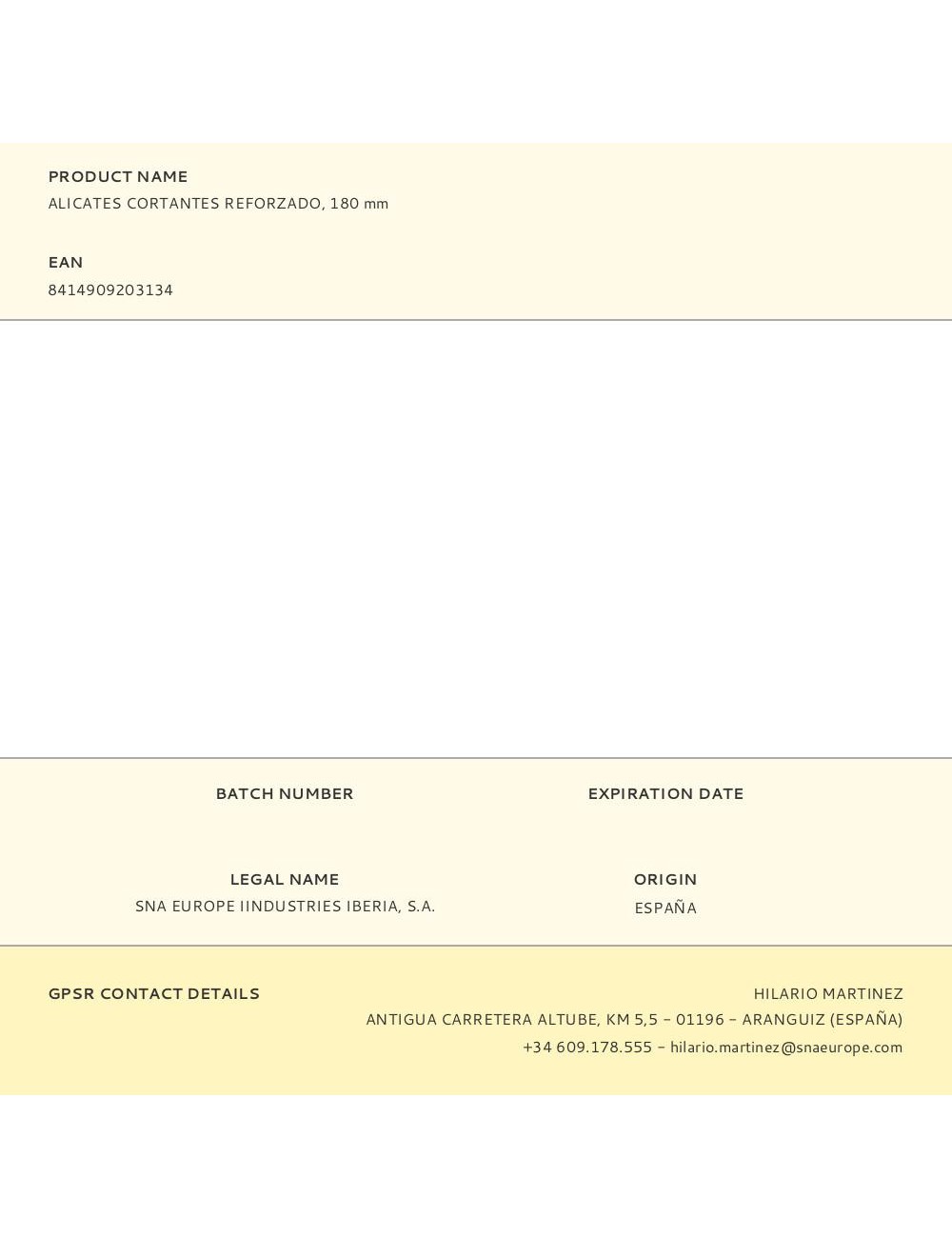 Alicates cortantes reforzado, 180 mm