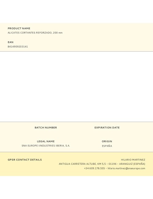 Alicates cortantes reforzado, 200 mm