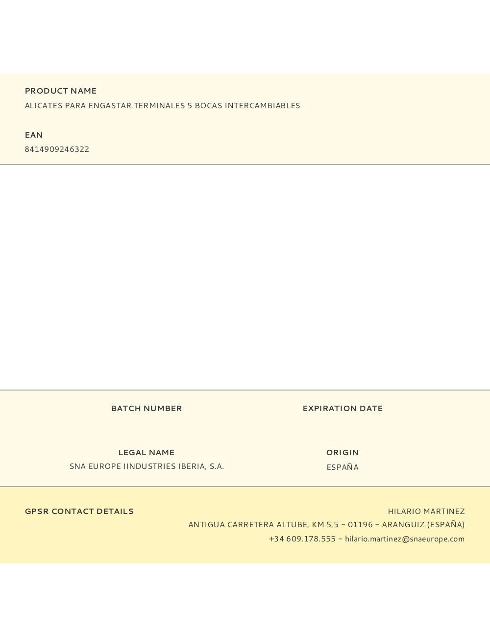 Alicates para engastar terminales 5 bocas intercambiables