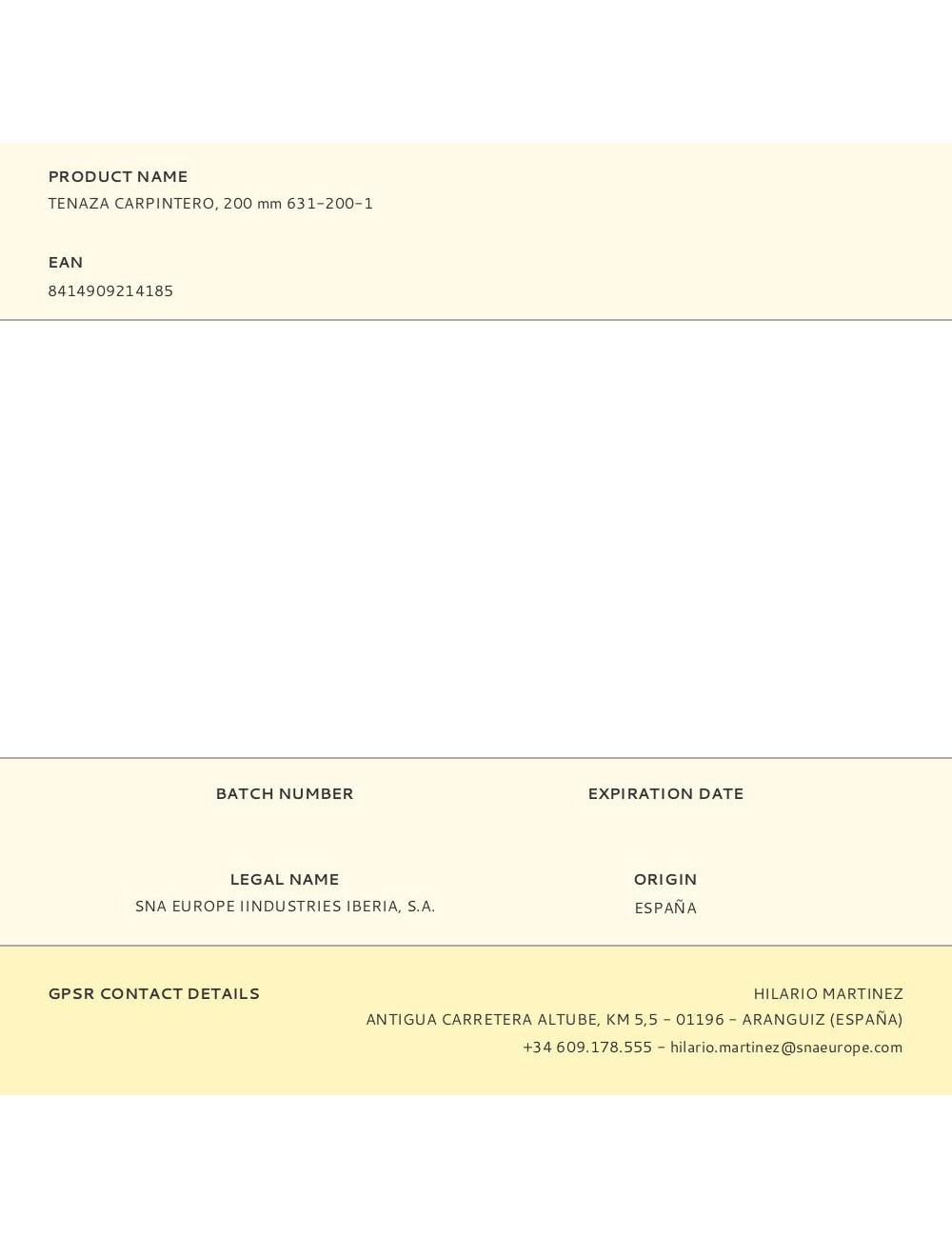 Tenaza carpintero, 200 mm 631-200-1