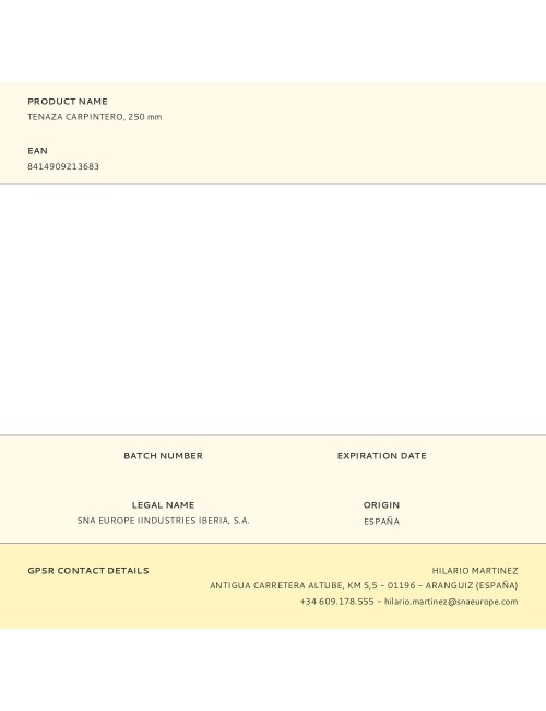 Tenaza carpintero, 250 mm