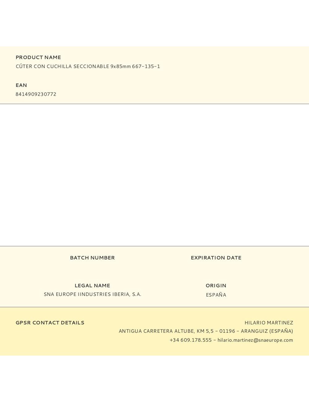 Cúter con cuchilla seccionable 9 x 85 mm