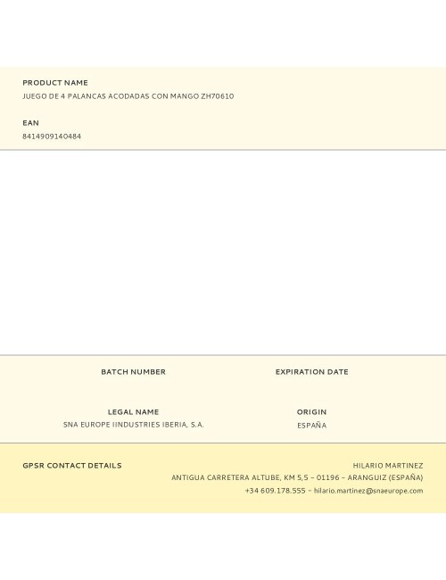 Palancas acodadas con mango, juego de 4 piezas