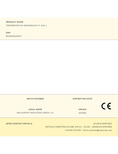 Termómetro de infrarrojos lt-420-1