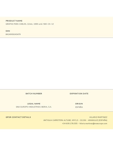 Grapas para cables, 12mm, 1000 unid. 560-ca-12