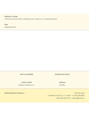 Limpiacristales para el baño/ducha loano 23 cm, negro/blanco