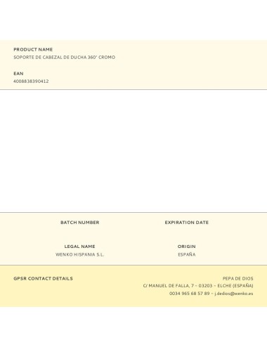 Soporte de cabezal de ducha 360° cromo