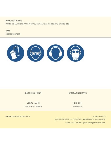Papel de lijar sic para metal / esmalte 230 x 280 mm, grano 180