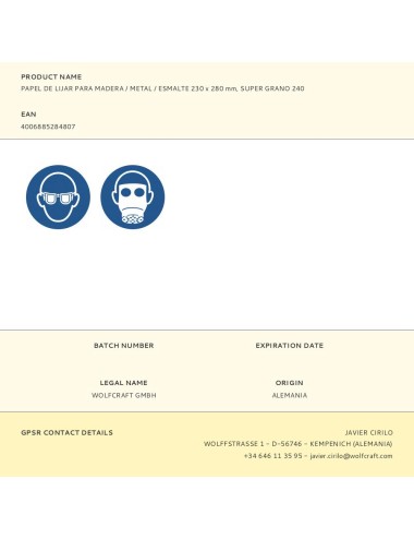 Papel de lijar para madera / metal / esmalte 230 x 280 mm, super grano 240