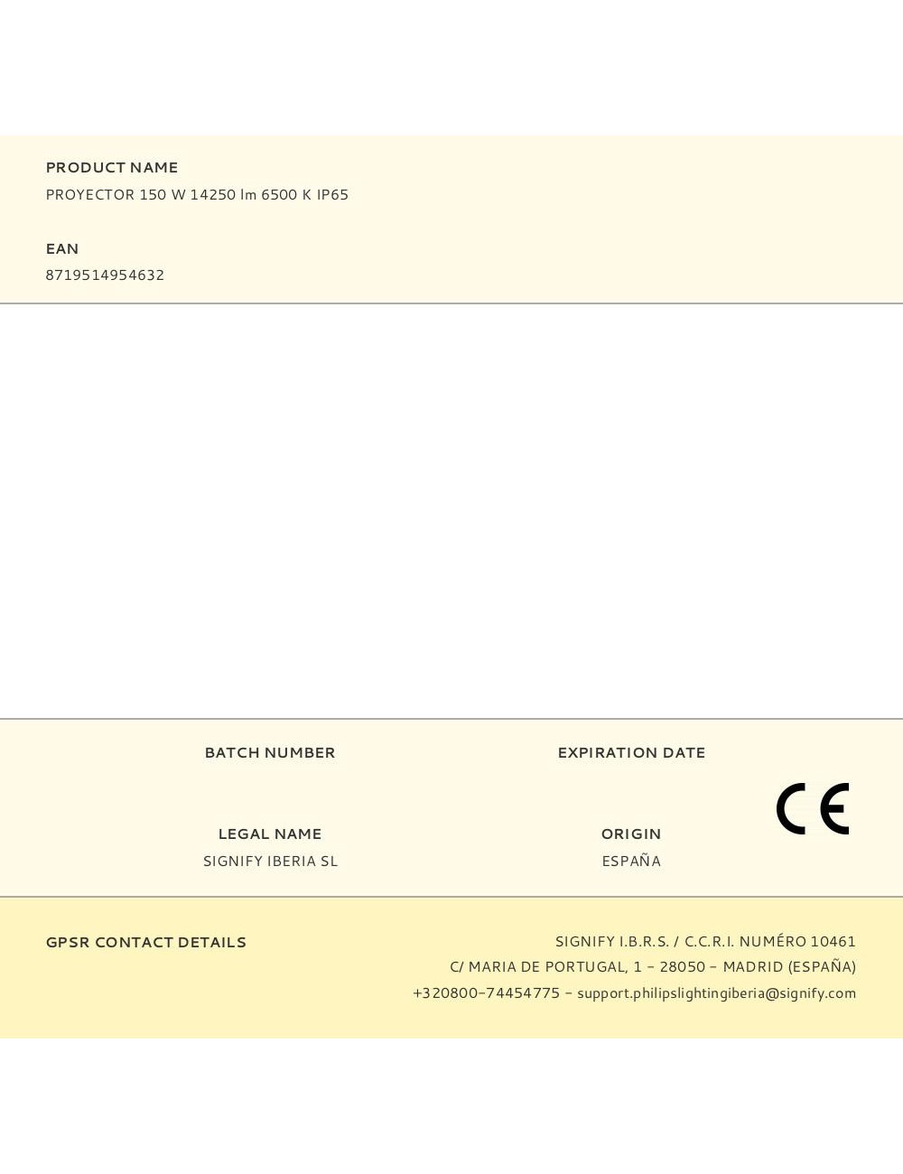 Proyector 150 w 14250 lm 6500 k ip65