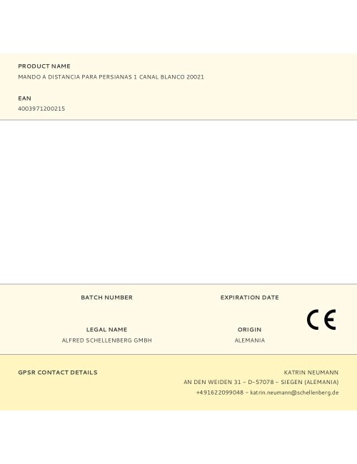 Mando a distancia para persianas 1 canal blanco 20021