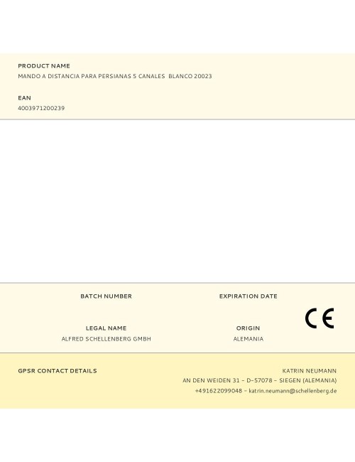 Mando a distancia para persianas 5 canales blanco 20023