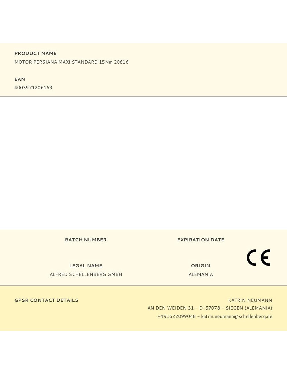 Motor persiana maxi standard 15nm 20616