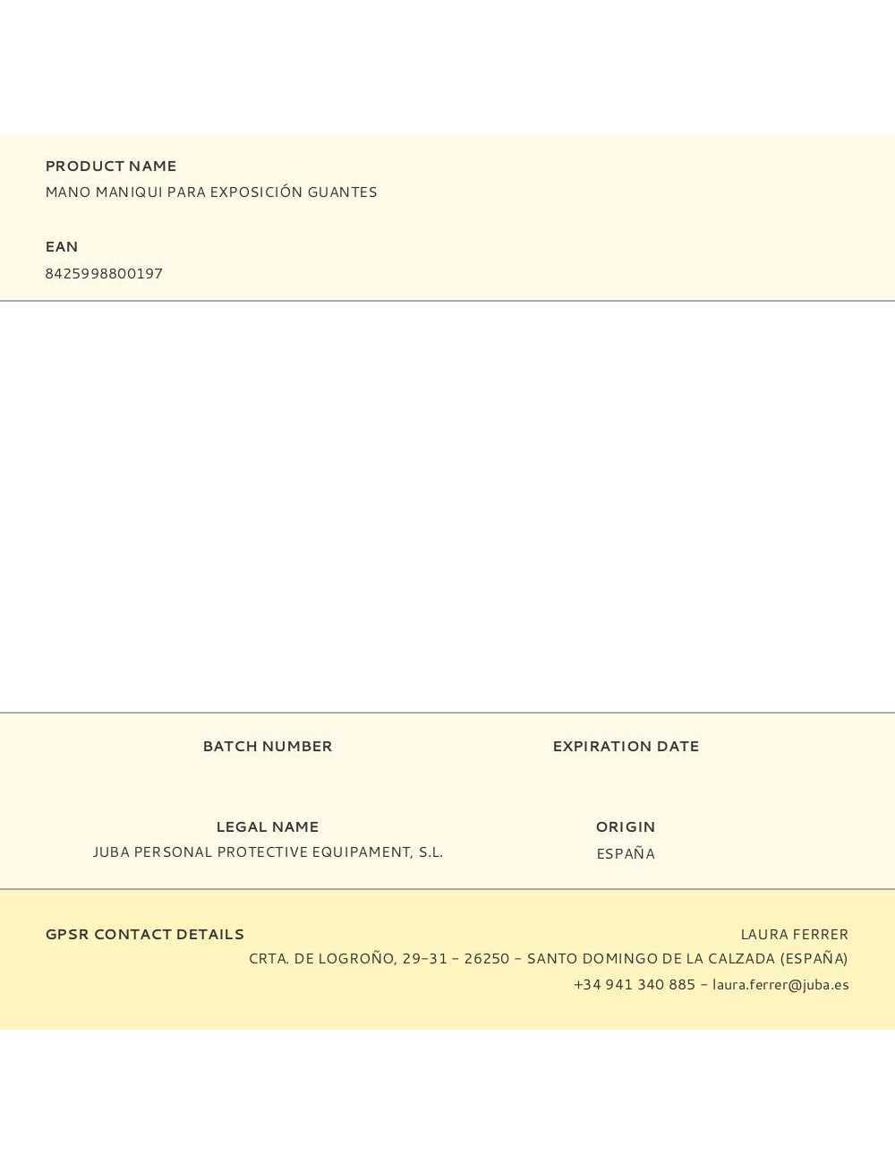 Mano maniqui para exposición guantes