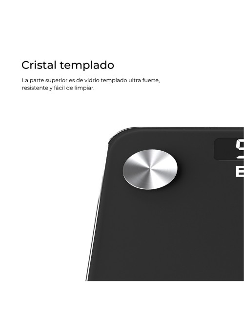 Báscula de baño digital inteligente con bluetooth color negro, máximo 180 kg