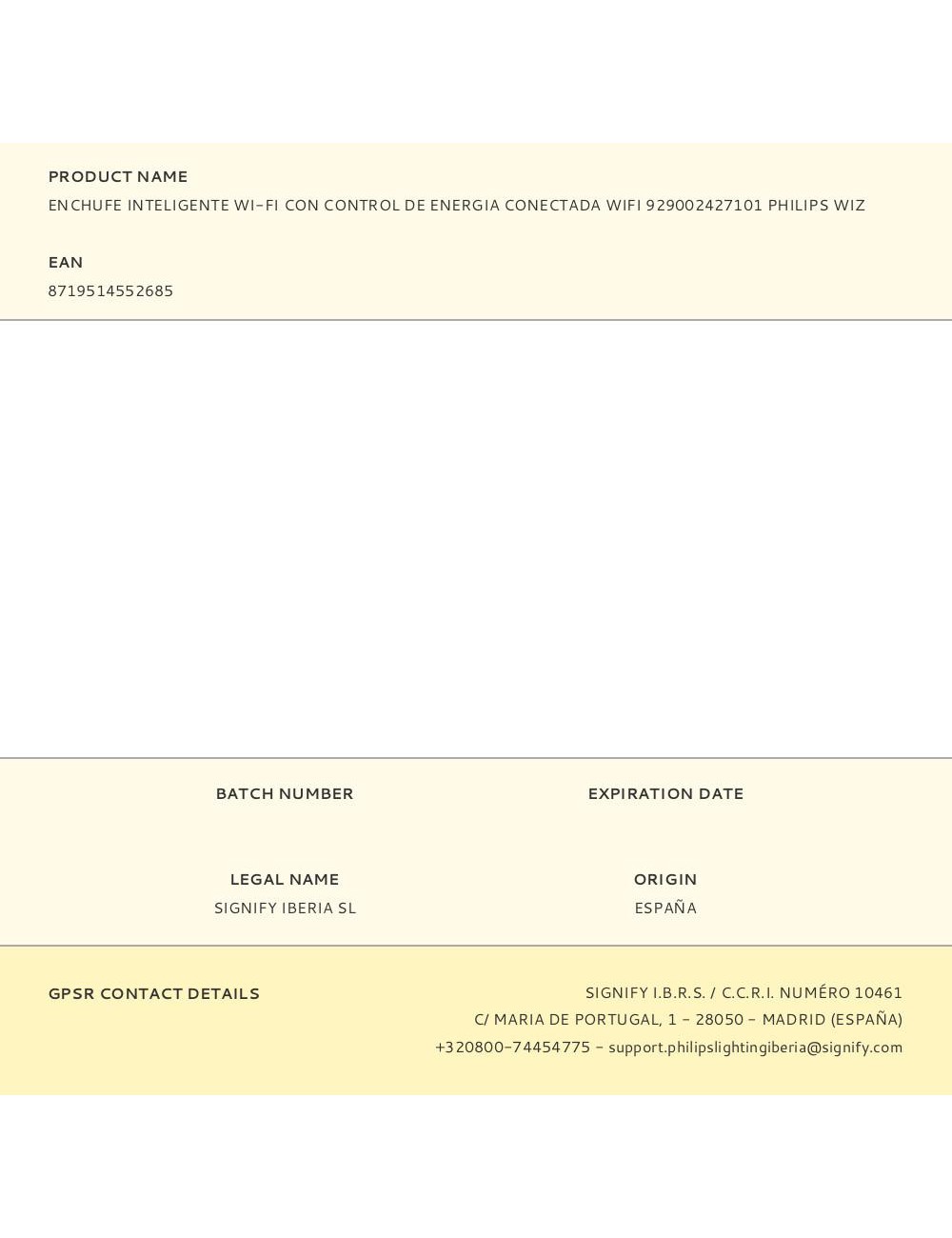 Enchufe inteligente wi-fi con control de energia conectada wifi 929002427101 philips wiz