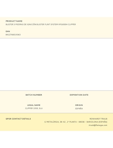 Blister 3 piedras de ignición blister flint system vf0j000h clipper