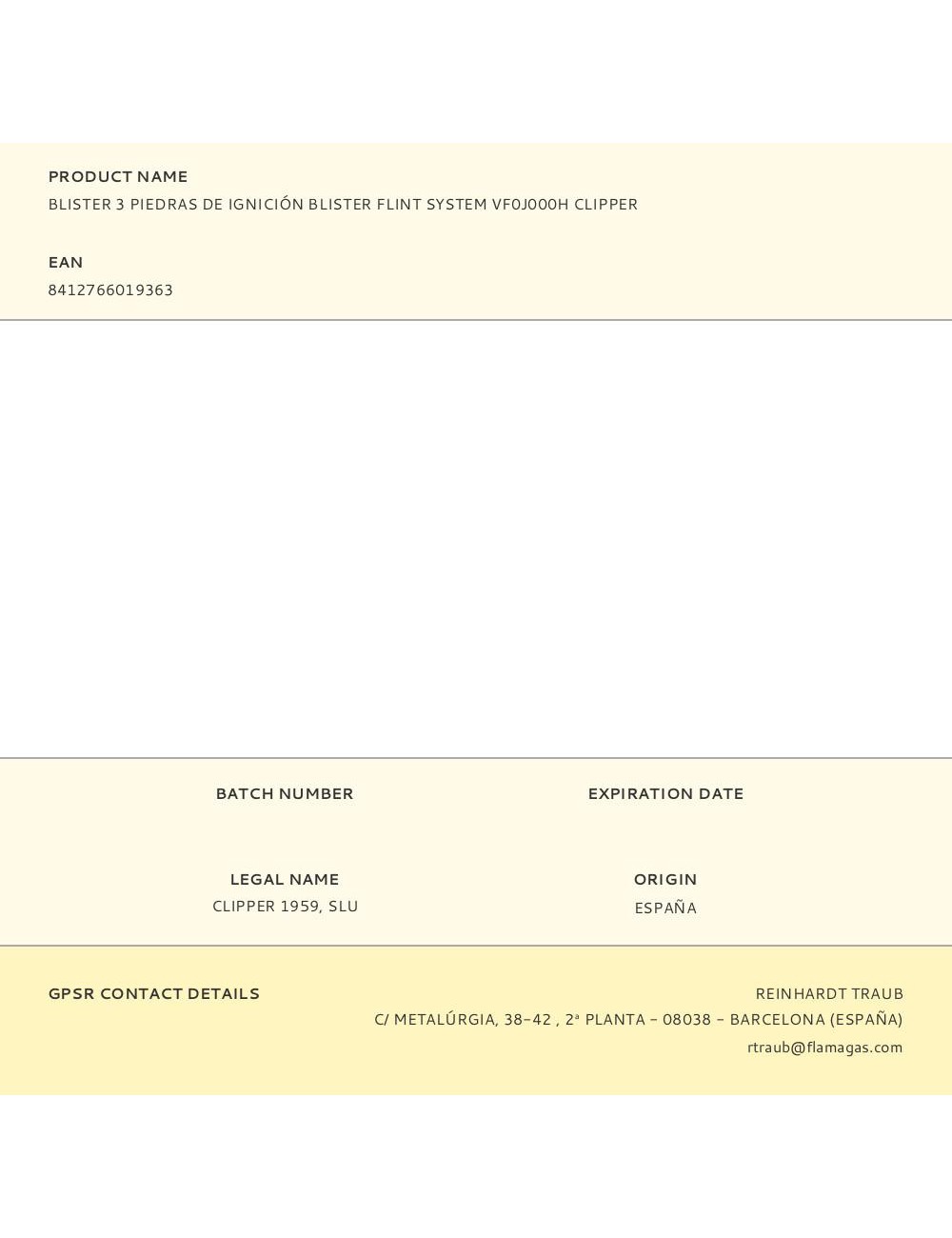 Blister 3 piedras de ignición blister flint system vf0j000h clipper