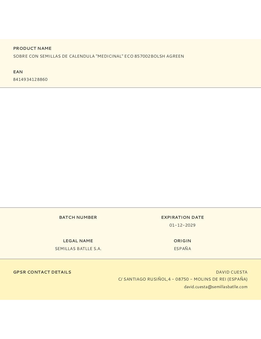Sobre con semillas de calendula "medicinal" eco 857002bolsh agreen