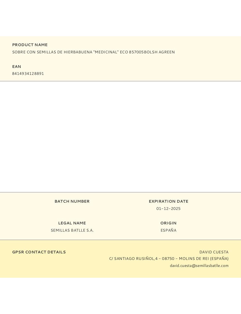 Sobre con semillas de hierbabuena "medicinal" eco 857005bolsh agreen