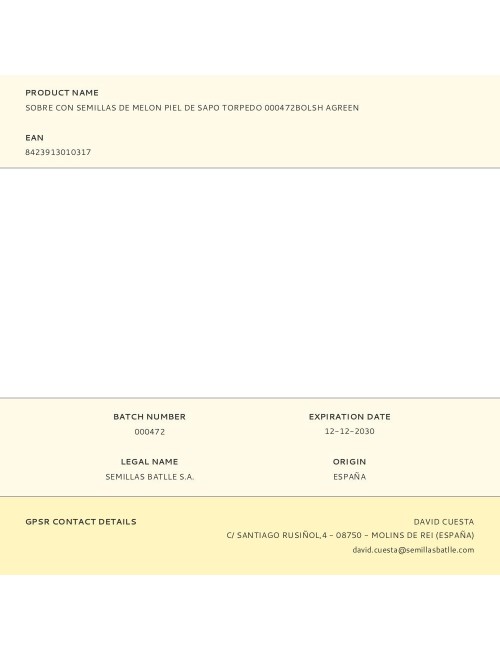 Sobre con semillas de melon piel de sapo torpedo 000472bolsh agreen
