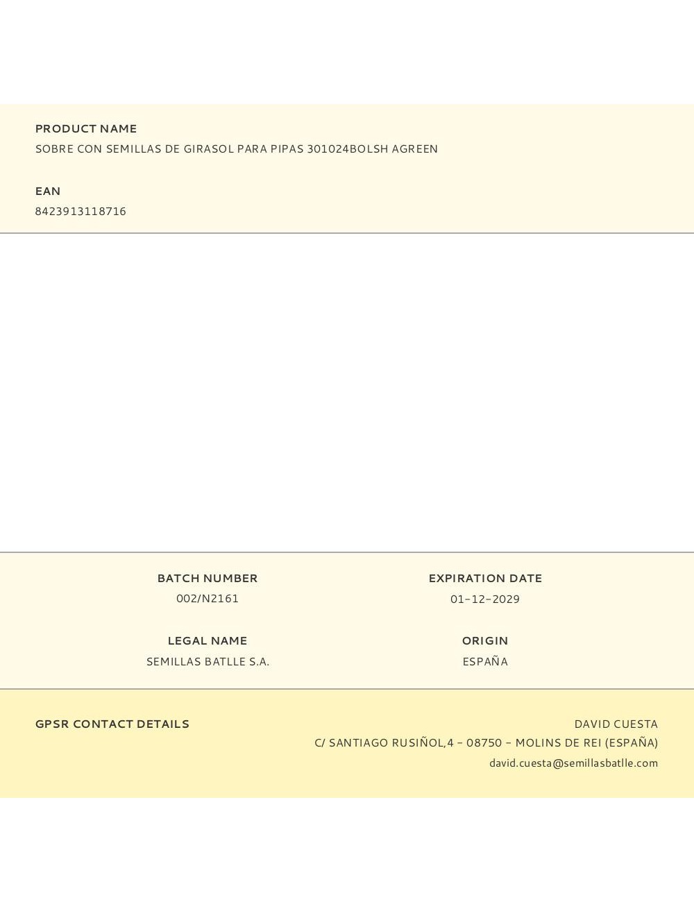 Sobre con semillas de girasol para pipas 301024bolsh agreen
