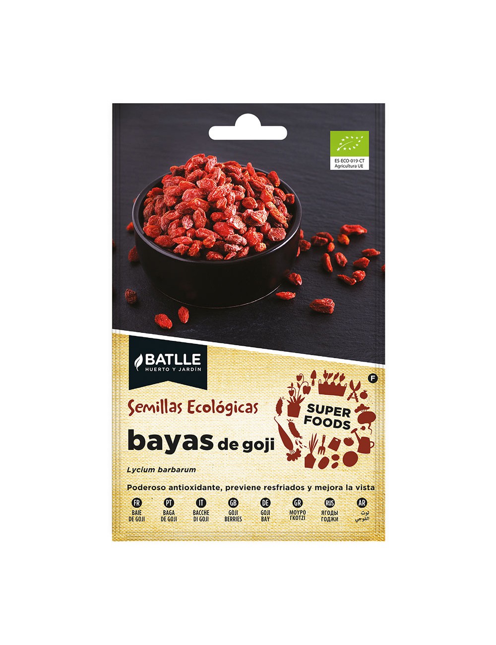 Sobre con semillas eco "super foods" de baya de goji