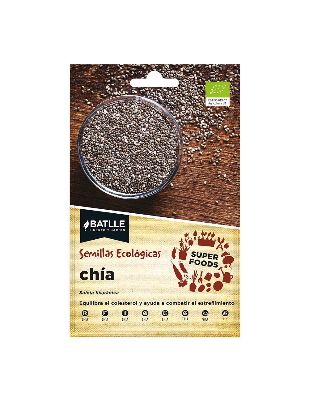 Sobre con semillas eco "super foods" de chia