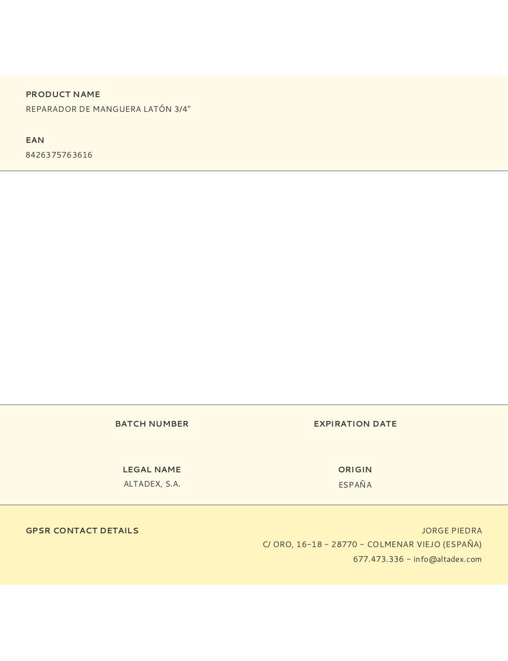 Reparador de manguera latón 3/4"