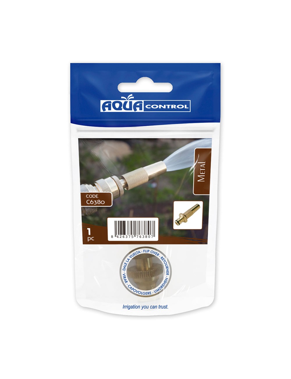 Lanza regulable de laton con acople aqua control