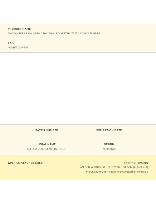 Mosquitera easy open 130 x 150 cm