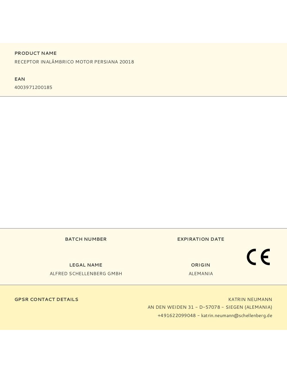 Receptor inalámbrico motor persiana 20018