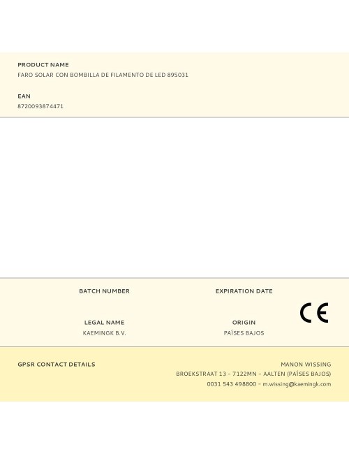 Faro solar con bombilla de filamento de led 895031