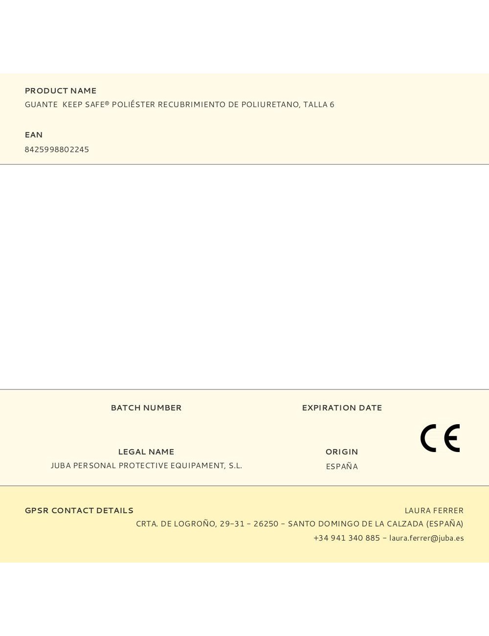 Guante poliéster con palma poliuretano, keep safe®, negro, t-06