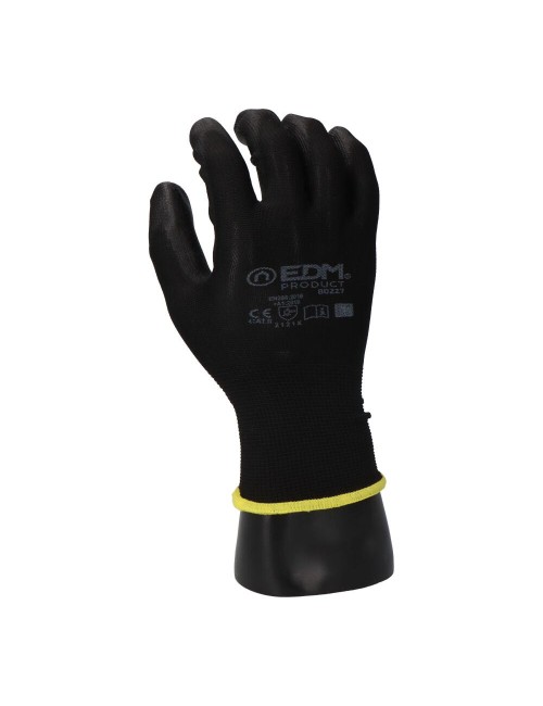 Guante poliéster con palma poliuretano, keep safe®, negro, t-09